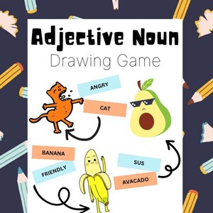 Adjective Noun Mix up Drawing Game - Brain Breaks, Parts of Speech ...