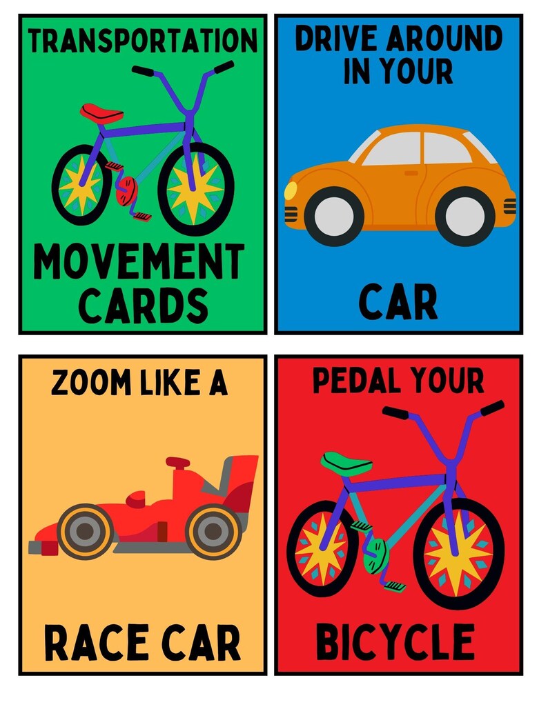 Transportation Movement Cards | Preschool Gross Motor Skills (PDF Download) image 4