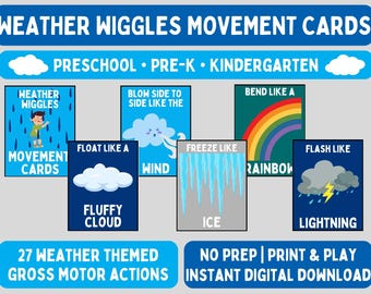 Cartes de mouvement météo | Motricité globale, activités préscolaires (téléchargement PDF)