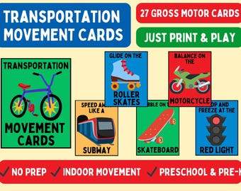 Cartes de mouvement de transport | Motricité globale préscolaire (téléchargement PDF)