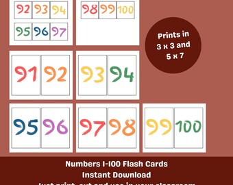 Numbers 1-100 Flashcards | Montessori Homeschool Printable (Digital Download)