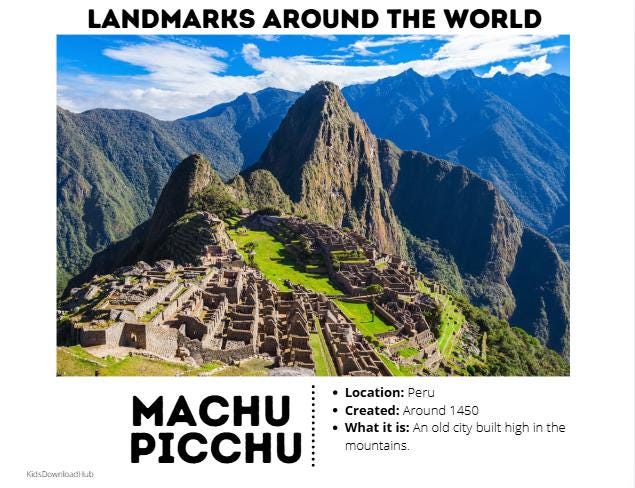 Landmarks Around the World Block Center Cards | Preschool Geography ...