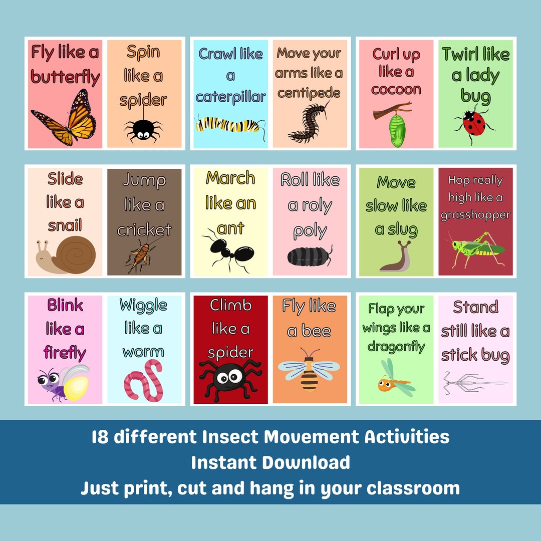 Insect Themed Movement Cards Movement Breaks Physical Activity Perfect for the Classroom Bug and