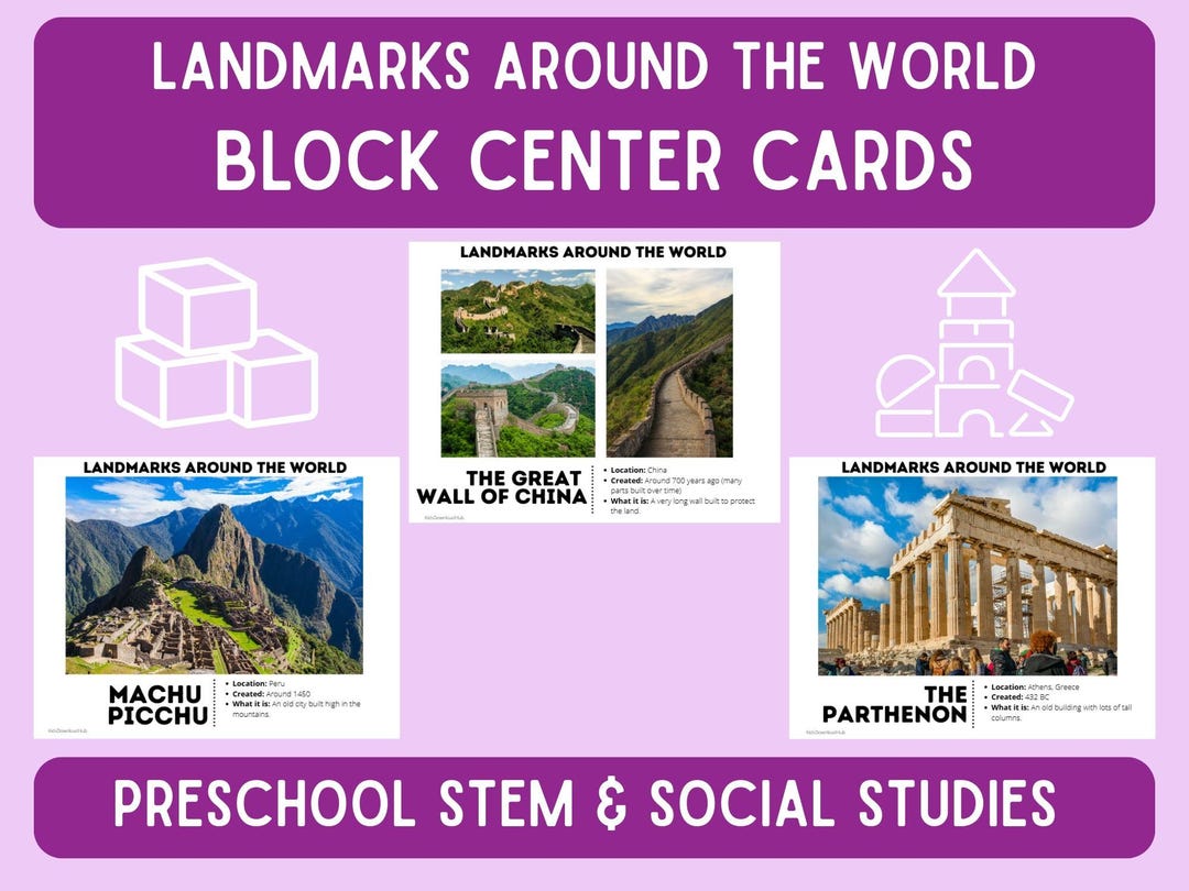 Landmarks Around the World Block Center Cards | Preschool Geography ...