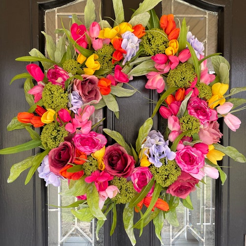 Spring wreath, spring decor, easter wreath, front door decor, farmhouse wreath, country outlet wreath, garden wreath, mothers day gift