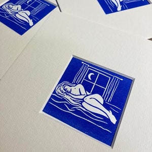 Linogravure &quot;La Nuit&quot;
