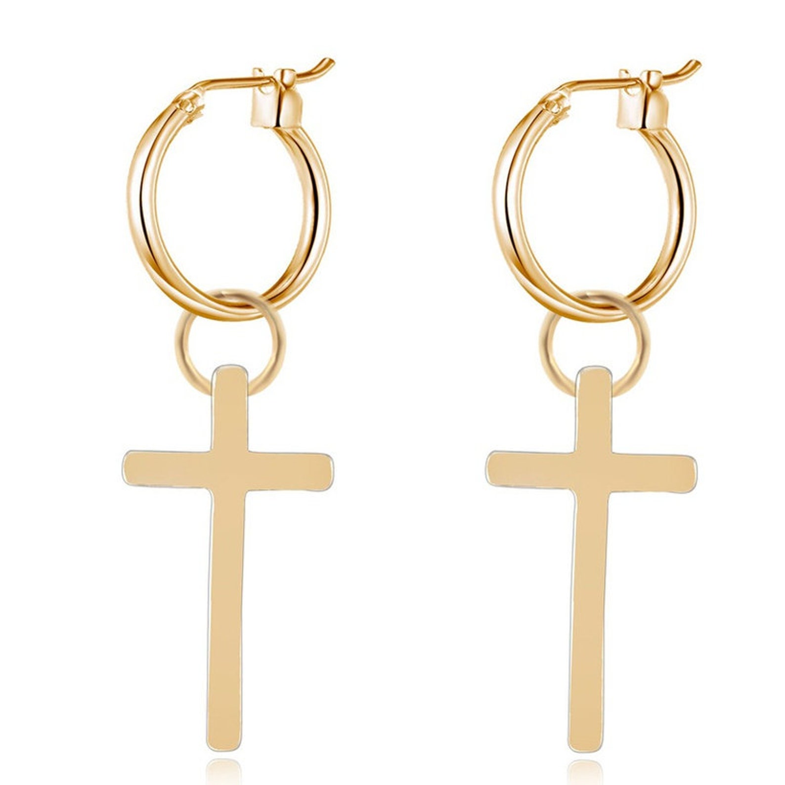 Silver/gold Cross Earrings Minimal Style Cross Earrings Etsy UK