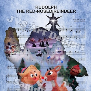 Music Silhouette Print,Rudolph the Red Nosed Reindeer