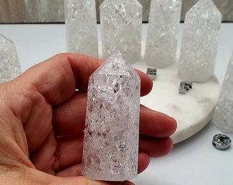 These Clear Crackle Quartz Points are Mesmerizing! Aka. Fire and Ice Quartz, These Crystal Towers Offer Enhanced Properties of Quartz