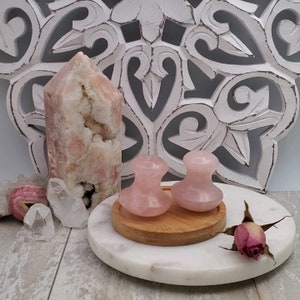 Hand Carved Rose Quartz Gua Sha Mushroom, Facial Massage Tool Enhances Circulation, Rejuvenates Skin, Self Care image 6