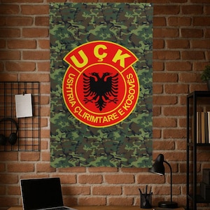 UÇK Camouflage Flag, Kosova Military/Army, Kosova/Albanian Heroes, Albanian Fighters, Albanian Accessory