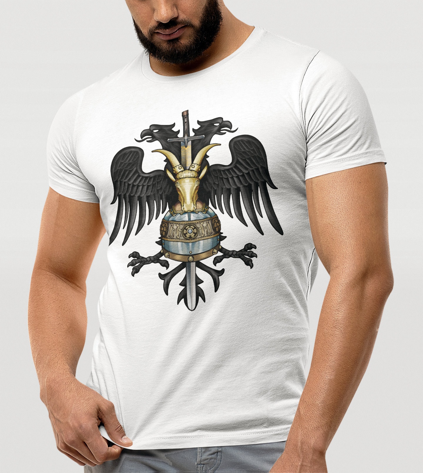 Arms of Skanderbeg Unisex Adult T-Shirt, Albanian Shirt, Gjergj Kastrioti Skënderbeu, Albanian Hero, Albanian Warrior, Albanian Clothing