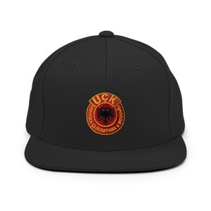 UÇK Emblem Embroidered Snapback Hat, UCK Hat, Ushtria Çlirimtare e Kosovës, Albanian Hat, KLA Hat, Kosovo Liberation Army