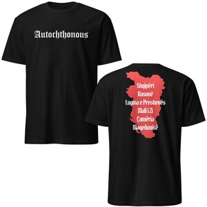 Mapa da Albânia Autóctone + Grande Camiseta para Adultos, Albanês, Roupas Albanesas