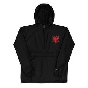 Albanian Eagle Embroidered Packable Jacket, Albanian Jacket, Albanian Eagle, Albanian Clothing, Albanian Apparel