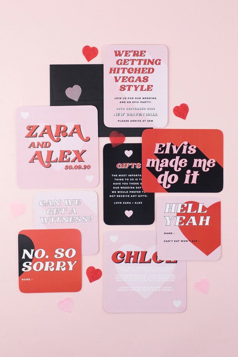 Las Vegas Wedding Invitation Suite SAMPLE PACK please see description for more info