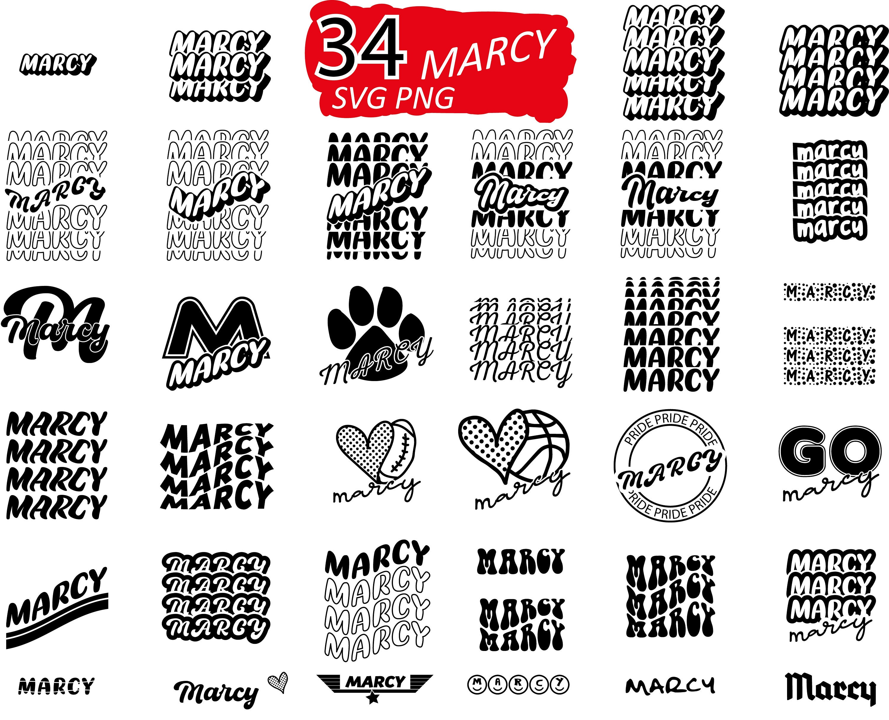 34 Bundle Marcy Svg Girl Name Svg Girl Name Png Instant Etsy Australia