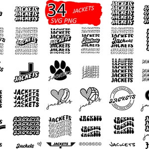 34 Bundle Jackets Svg, Mascot Svg, Basketball Svg, Instant Download, School Fonts, T-Shirts Sublimation Cricut, HTV