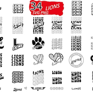 34 Bundle Lions Svg, Mascot Svg, Basketball Svg,  Instant Download, School Fonts, T-Shirts Sublimation Cricut, HTV