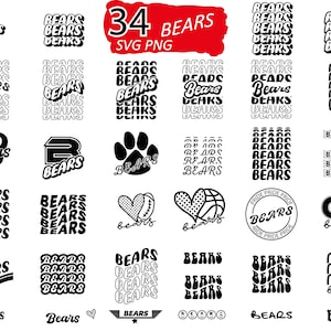 34 Bundle Bears Svg, Mascot Svg, Basketball Svg, Instant Download, School Fonts, T-Shirts Sublimation Cricut, HTV