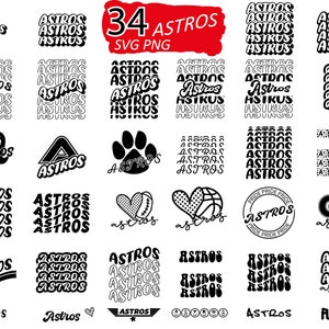 34 Bundle Astros Svg, Mascot Svg, Basketball Svg, Cheerleader Png, Instant Download, School Fonts, T-Shirts Sublimation Cricut, HTV