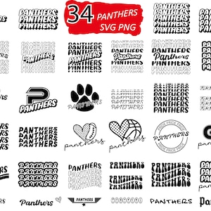 34 Bundle Panthers Svg, Mascot Svg, Basketball Svg, Instant Download, School Fonts, T-Shirts Sublimation Cricut, HTV