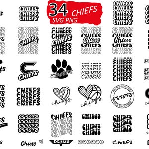 34 Bundle Chiefs Svg, Basketball Svg, Cheerleader Png, Instant Download, School Fonts, T-Shirts Sublimation Cricut, HTV