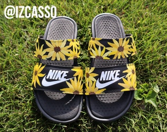 custom sunflower nike slides