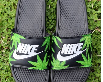 green slides nike
