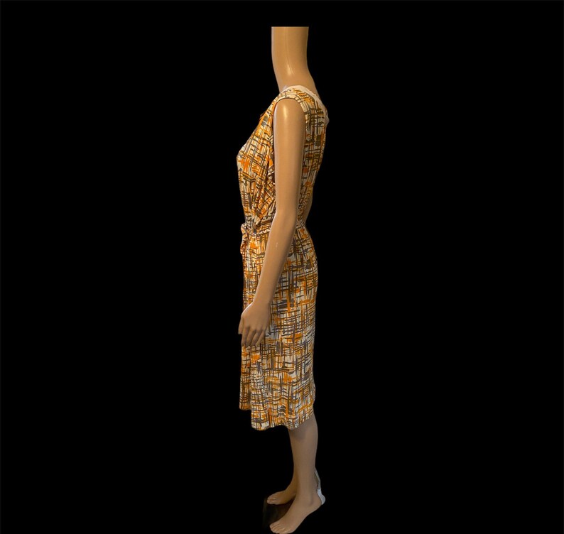 1960\u2019s Giselle Miami Designed abstract dress with tie belt ML