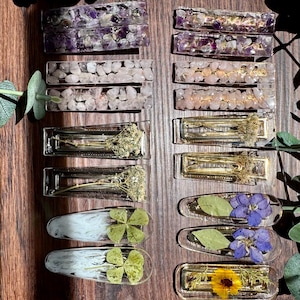 2 Pack - Real Pressed Flower Resin Barrette, Hair Accessories, Floral Resin Barrette, Customizable Handmade  Alligator Hair Claw Clips