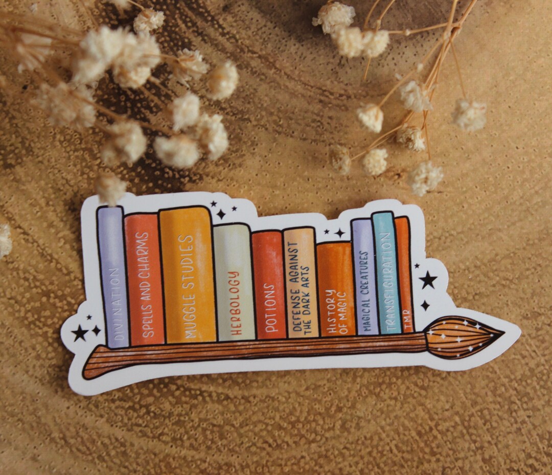 Magical Textbooks Stickers, Books Sticker, Books on Broomstick Sticker ...