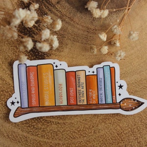 Magical Textbooks Stickers, Books Sticker, Books on Broomstick Sticker, Magical Sticker