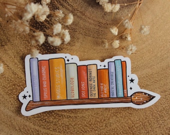 Magical Textbooks Stickers, Books Sticker, Books on Broomstick Sticker, Magical Sticker