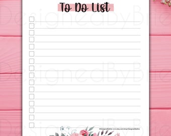 To Do List, Printable Planner, Organizer, Reminder Print at home US Letter 8.5"x11"