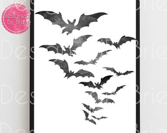 Bat Watercolor 18x24 Wall Art, Spooky, Great for Halloween or anytime, Printable Digital Print, Great for Home or Office decor