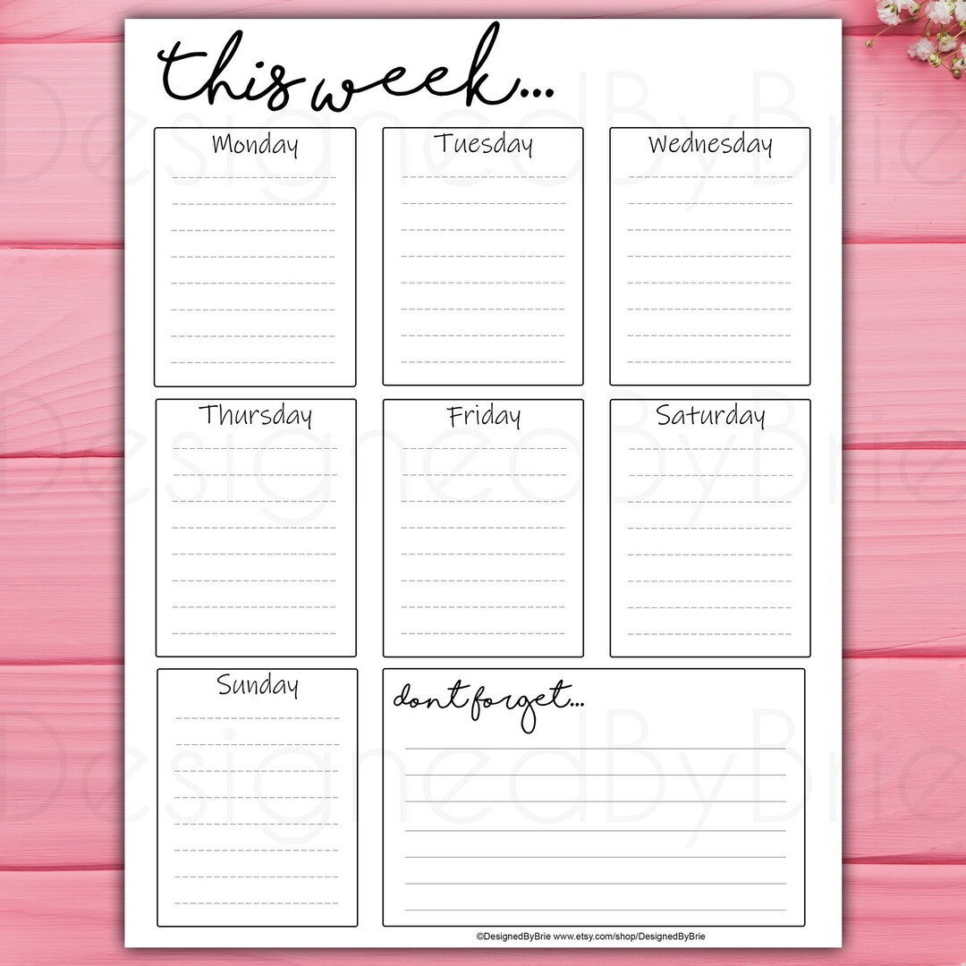 Weekly Printable Planner, to Do List, Organizer, Reminder Print at Home ...