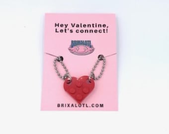 Collares de corazón de ladrillo personalizado de San Valentín -GRATIS ENVÍO DE EE.UU.! Dos collares incluidos-