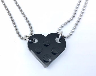 Black Brick Heart Necklaces -Two necklaces included