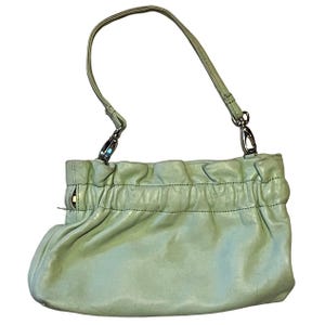 Lulu Guinness Mint Green Leather Flex Frame Shoulder Bag Small Clutch Purse