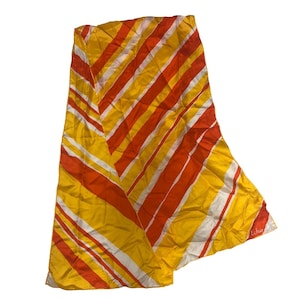 Écharpe Echo vintage 100 % pure soie fabriquée au Japon à rayures géométriques jaune orange