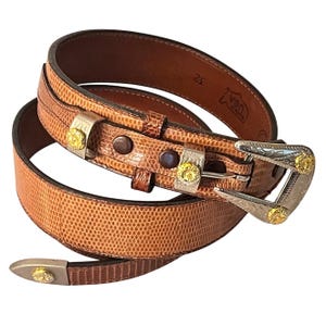 Western Genuine Alligator Lizard Belt - Size 32 - Brown  display picture 3