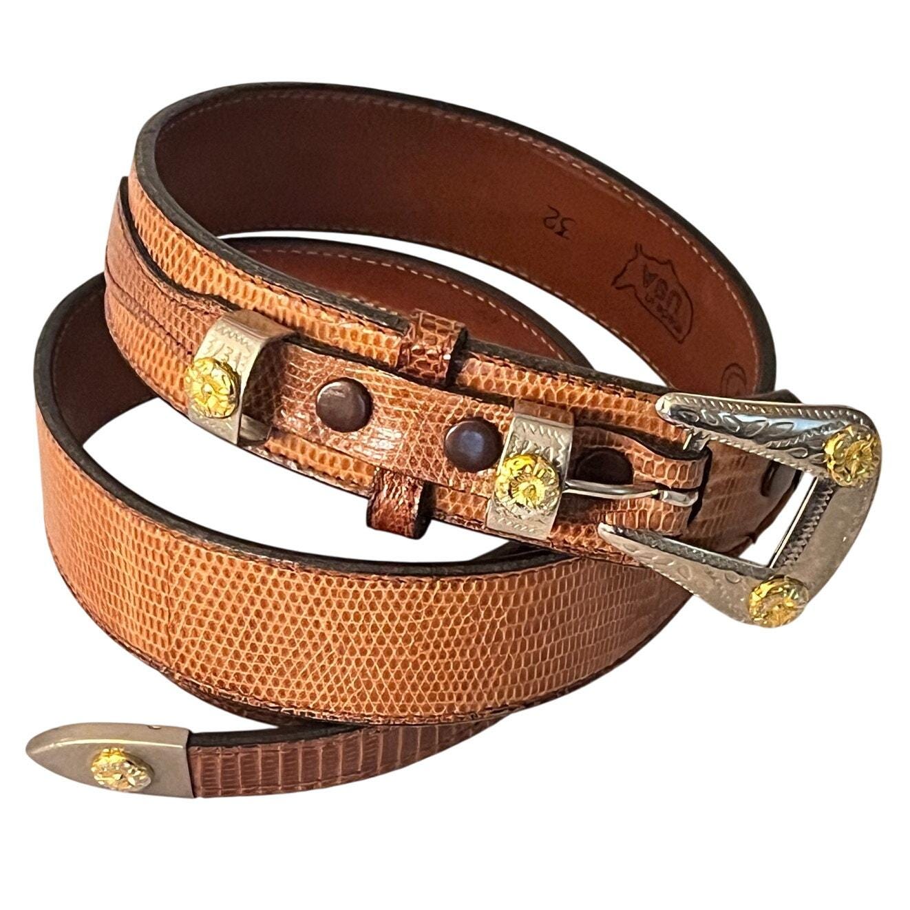 Western Genuine Alligator Lizard Belt - Size 32 - Brown  display picture 2
