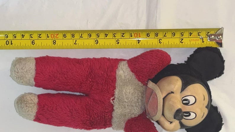 Vintage Rubber Face Mickey Mouse Plush 1960s | Vintage Disney Collectible image 5