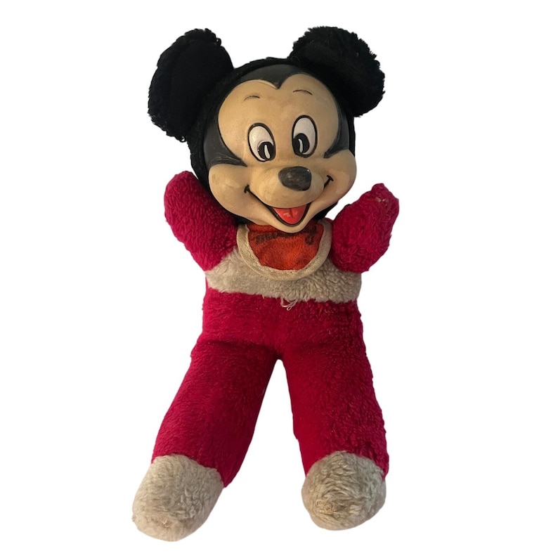 Vintage Rubber Face Mickey Mouse Plush 1960s | Vintage Disney Collectible image 1