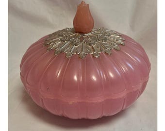 Caja vintage de polvos de belleza Elusive de Avon - Plástico rosa, artículo de colección de los años 60.