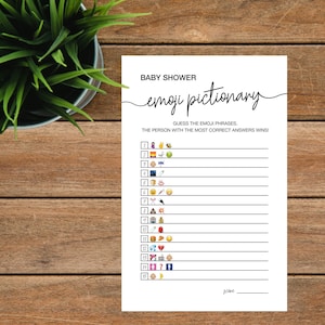 Emoji Baby Shower Game, Printable Baby Shower Game, Guess the Emoji Phrase, Fun Baby Shower Games, Emoji Pictionary Baby Shower Game