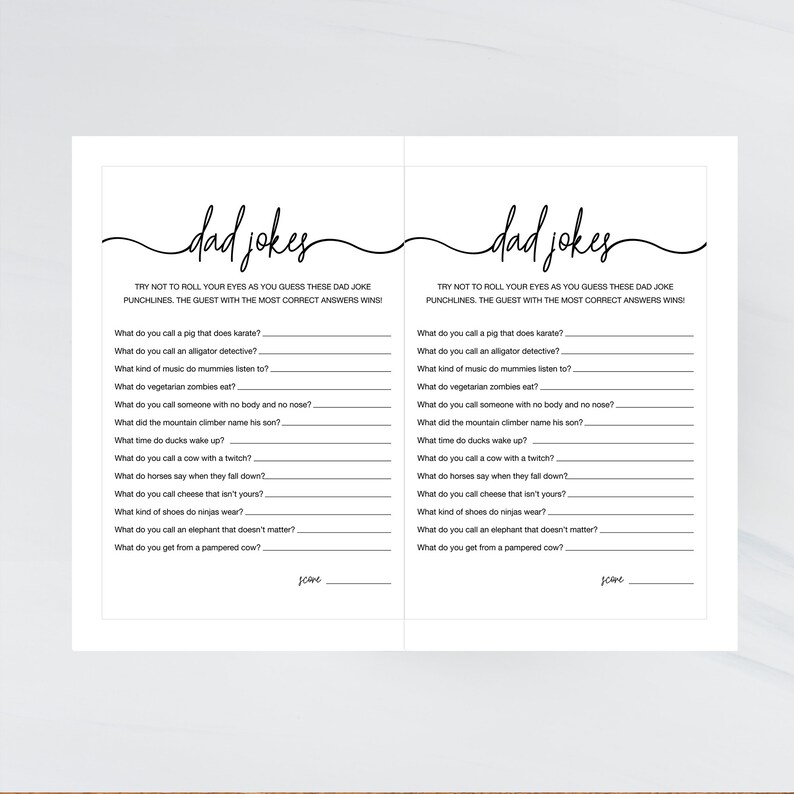 Dad Jokes Baby Shower Game Instant Printable Download Fun Etsy Schweiz