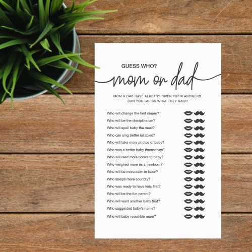 Guess Who Mommy or Daddy Baby Shower Game, Guess Who Mom or Dad, Printable Instant Download, Fun Baby Shower Game