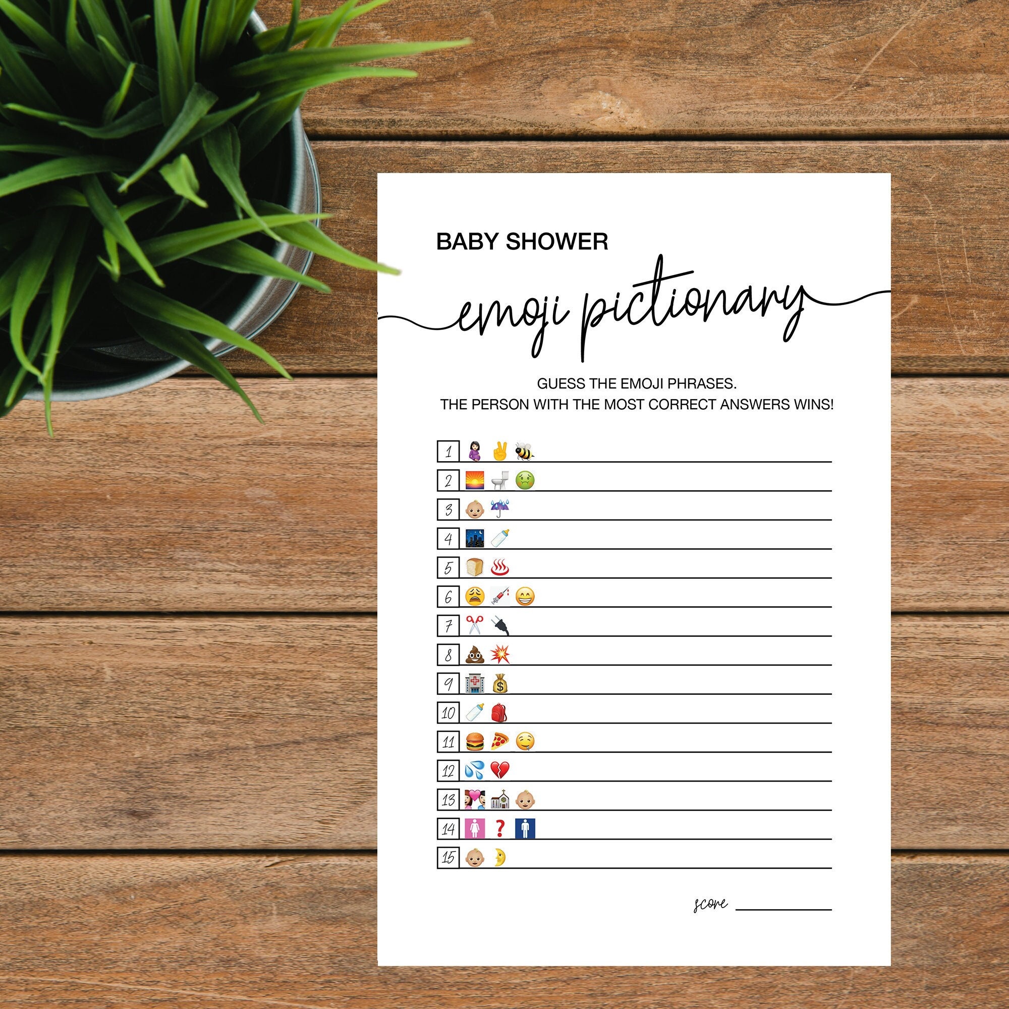 Emoji Baby Shower Game Printable Baby Shower Game Guess the Etsy